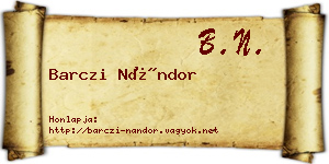 Barczi Nándor névjegykártya