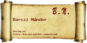 Barczi Nándor névjegykártya